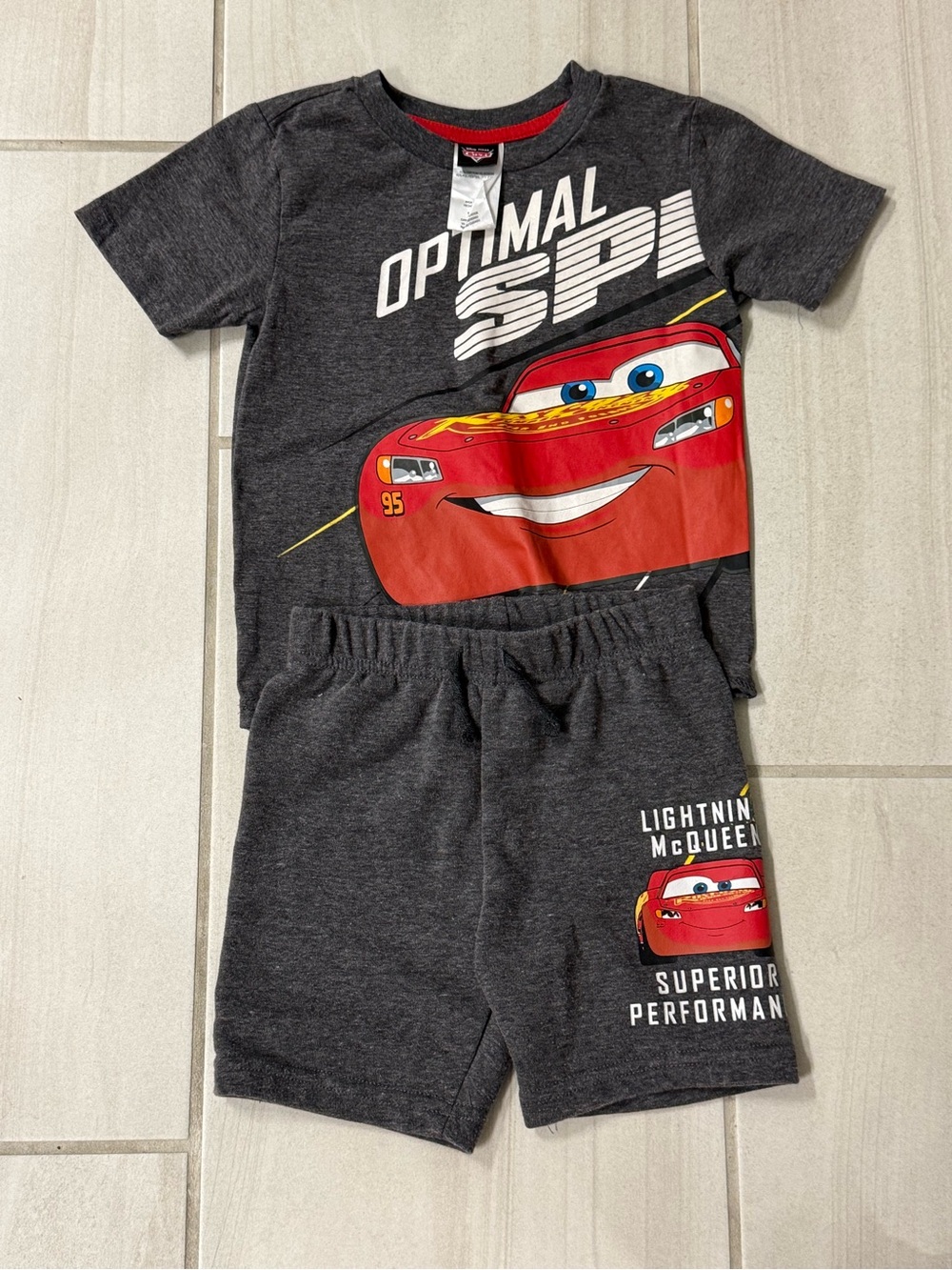 Disney Pixar Cars Kids Gray and Red Lightning McQueen Matching Set